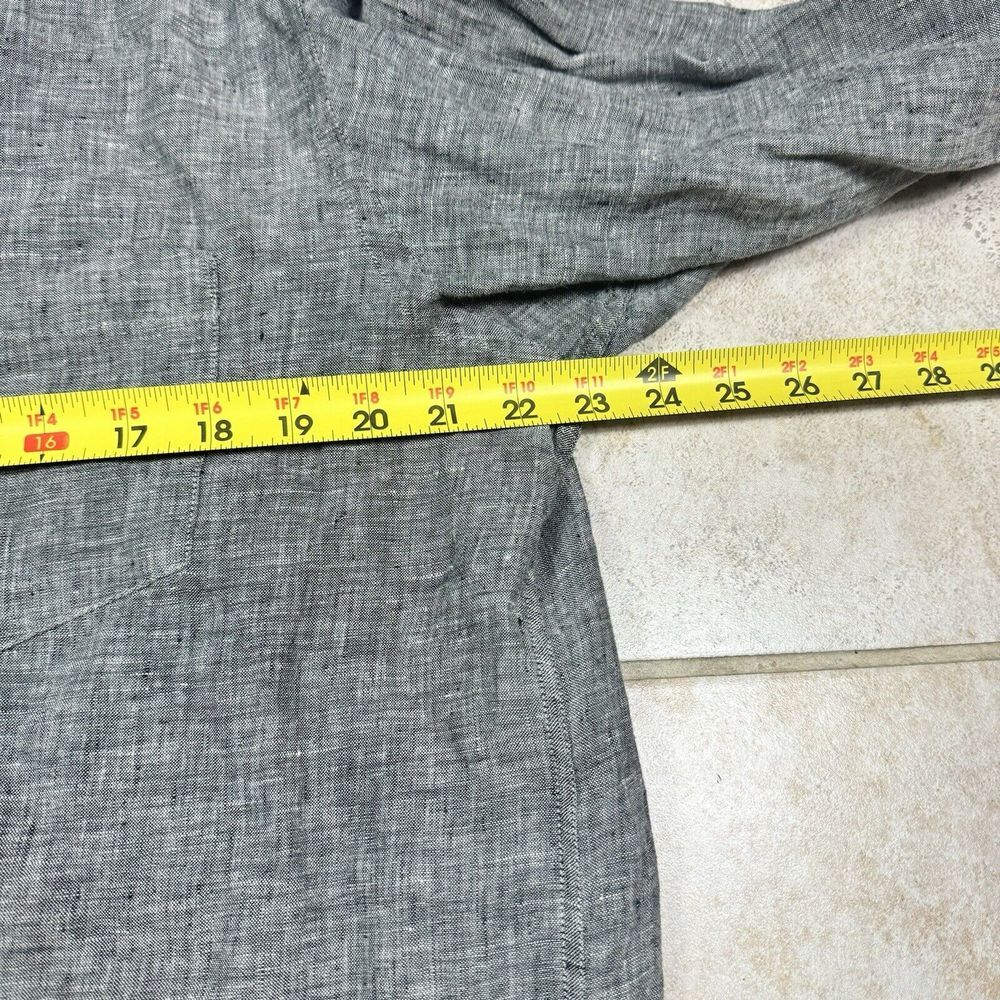 REID & TAYLOR Shirt Mens 44/17.5 Gray 100% Linen Long Sleeve Dad - Picture 5 of 10